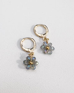 Crystal Flower Hoops - Blue