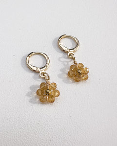 Crystal Flower Hoops - Yellow